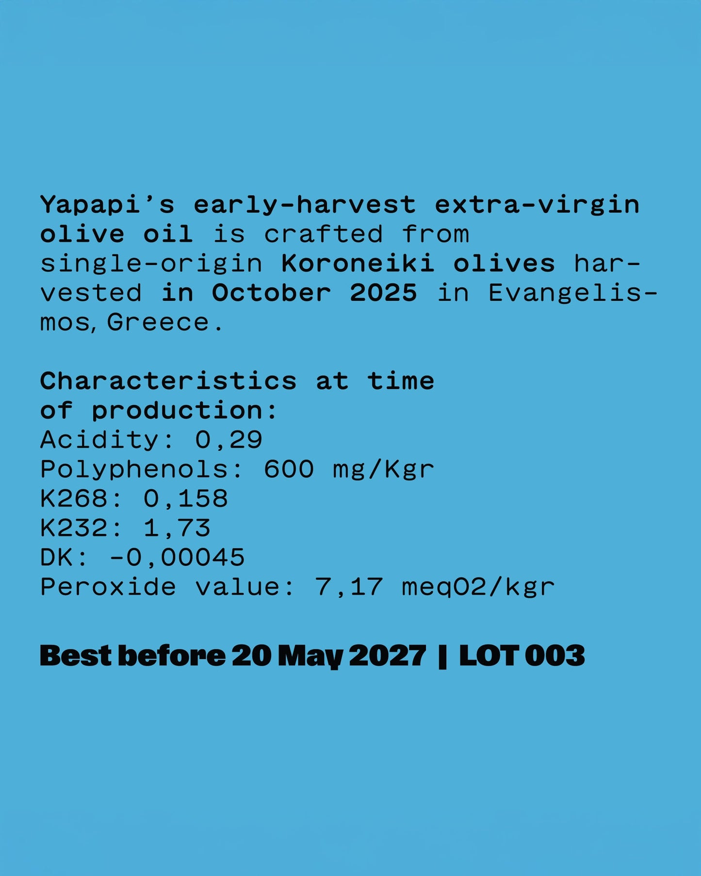 Early - Harvest Single - Origin Extra - Virgin Olive Oil 250ml (2025 Harvest) - Yapapi